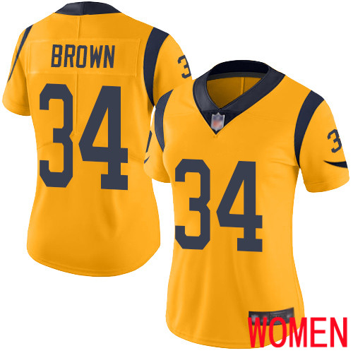 Los Angeles Rams Limited Gold Women Malcolm Brown Jersey NFL Football 34 Rush Vapor Untouchable